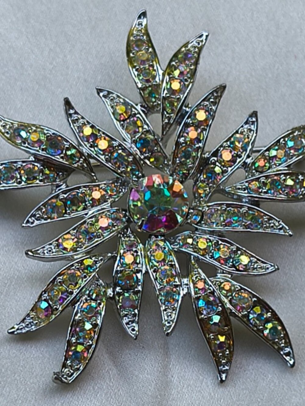 Vintage Sarah Coventry Aurora Borealis Starburst Brooch Pin  1960s